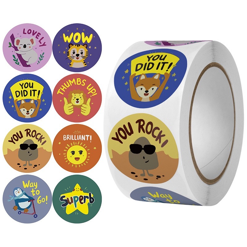 500pcs/roll 2.5CM round shape emoticon toys stickers teacher children ...