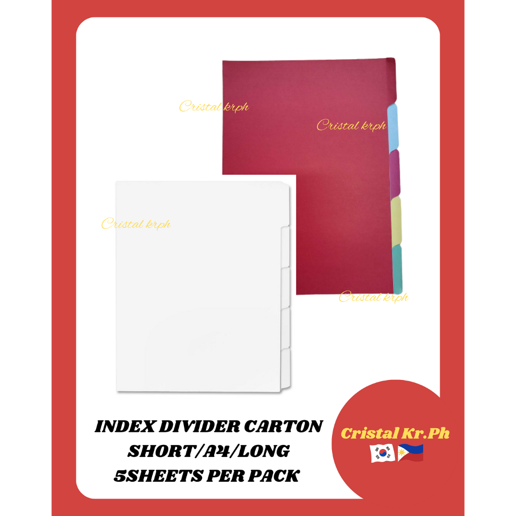 INDEX DIVIDER CARTON (BRISTOL) File Index Divider File Divider SET OF 5