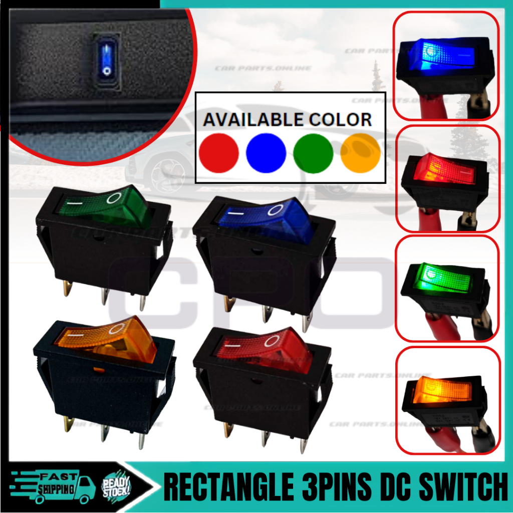 Cpo Kcd3 Rocker Switch 15a 250v Ac 20a 125v Ac Led Light On Off Rectangle 3pins Dc Auto