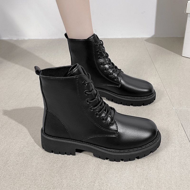 Korea Fashion Thick Bottom Boots WOmen HOt Casual white black beige Ankle Boots Shopee Philippines