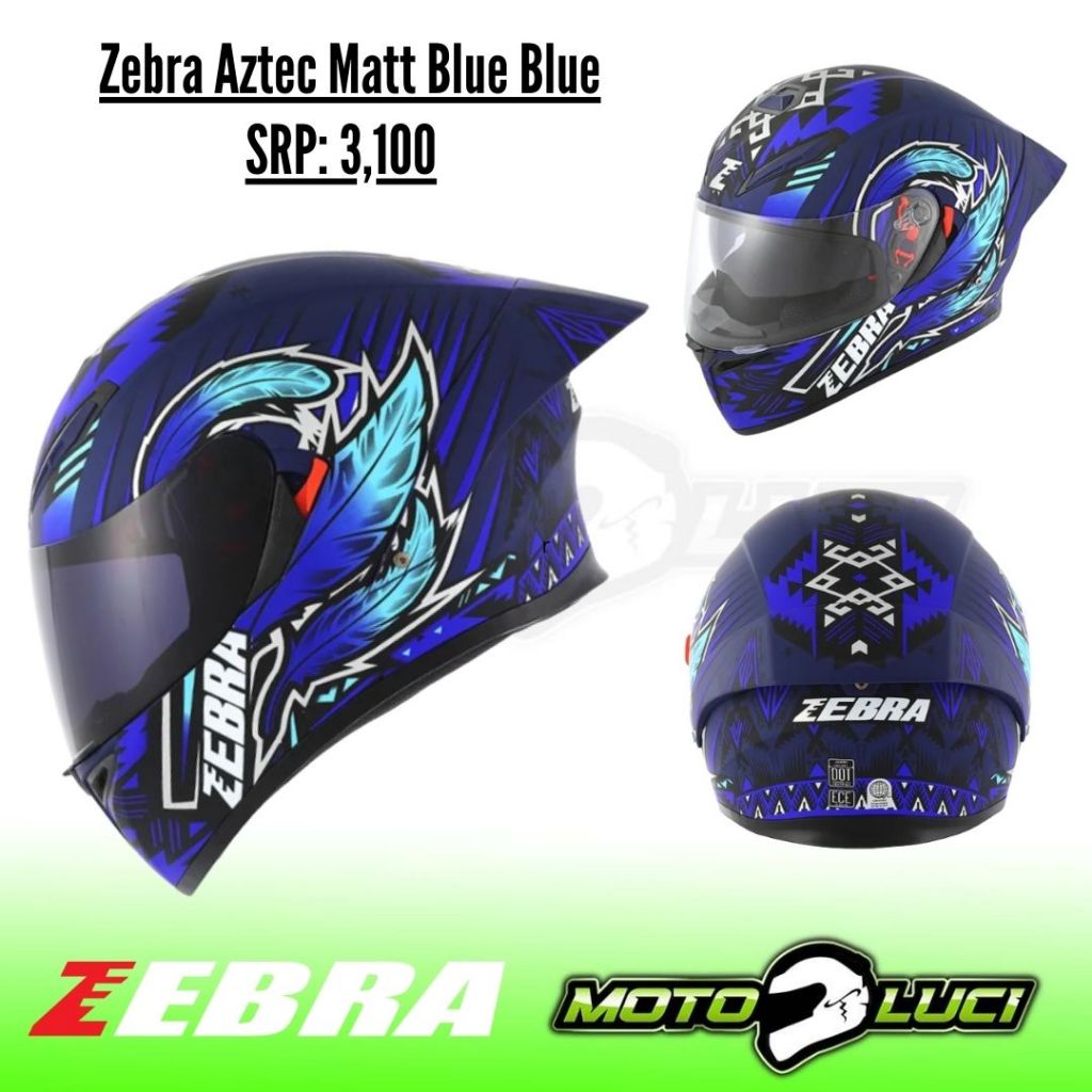 Zebra YM-611 Max Aztec Full Face Dual Visor Motorcycle Helmet | Shopee  Philippines