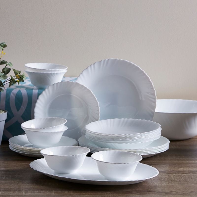 Arcopal Feston 26pc Dinner Set White Opal Glass Shopee Philippines