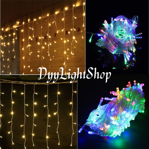 LED Warm and Colorful Icicle String curtain Lights Waterproof Christmas