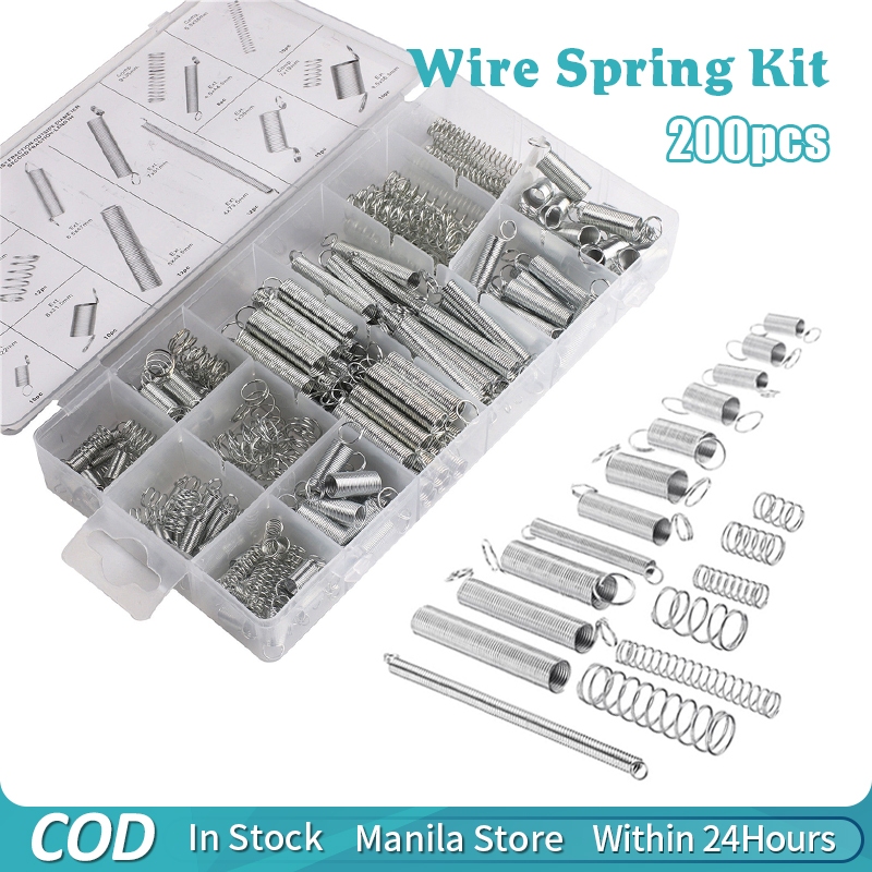Spring Assortment Set 200PCS Compression and Extension Springs Kit 20 ...