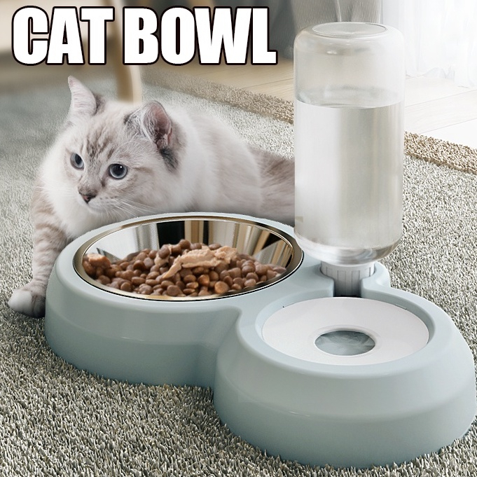 2 in 1 Cat Bowl Pet Bowl Dog Bowl Food Bowl Drinking Bottle Set Puppy