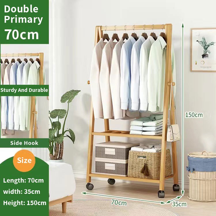 Bamboo Wooden Coat Rack Stand Hanging Clothes Organizer Clothes Rack