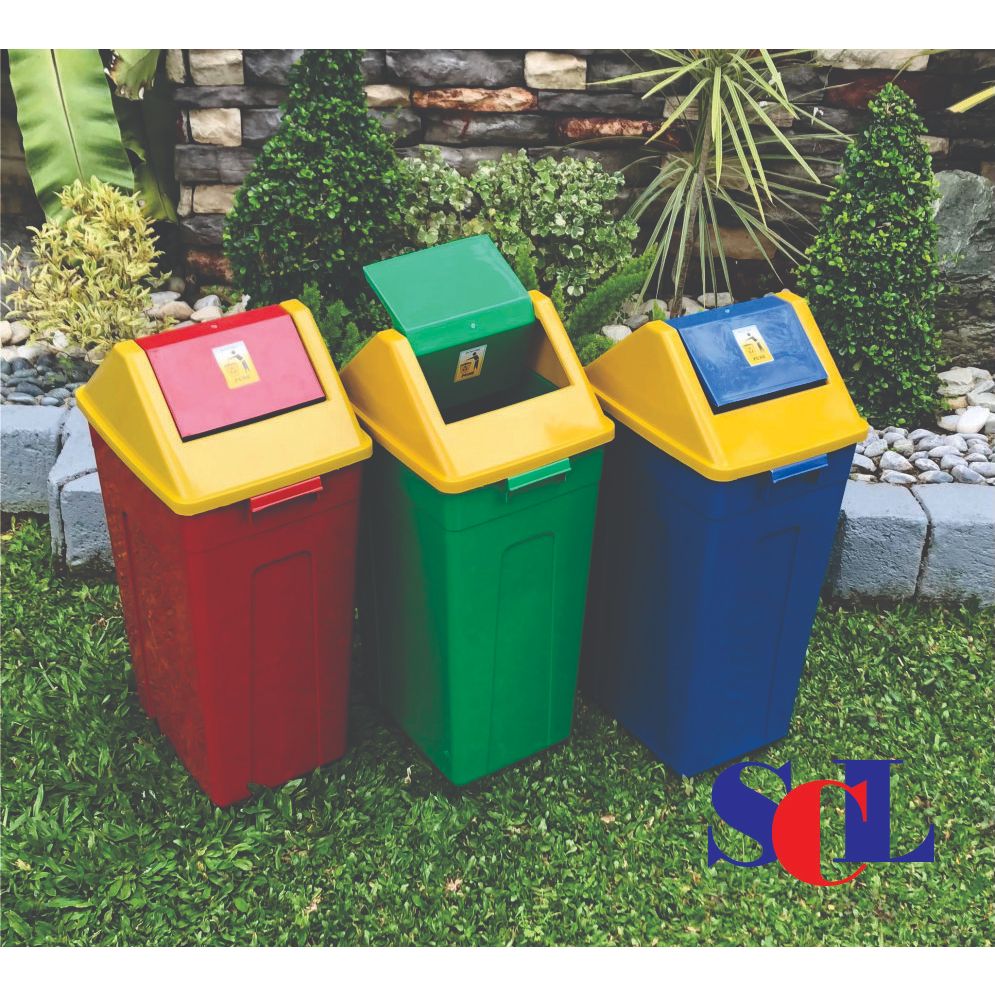 ORIENTAL RECTANGULAR TRASH CAN WITH SWING COVER 28Ltrs. 6309SCS