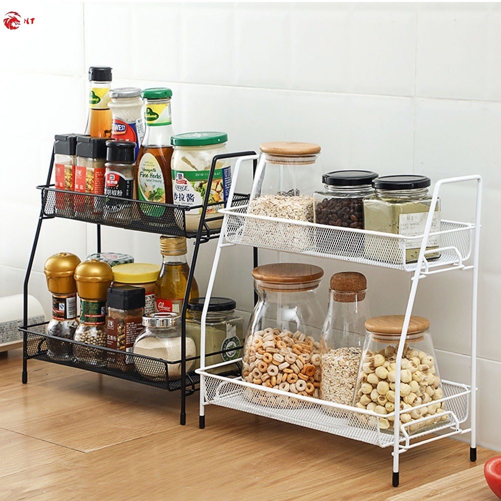 Desktop Double Layer Storage Rack Detachable Iron Kitchen Spice Rack ...