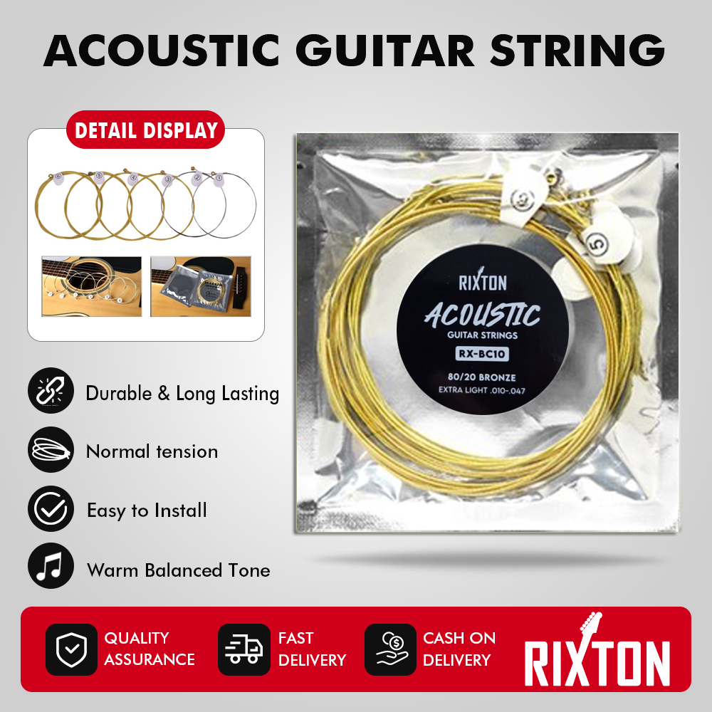 RIXTON Acoustic Guitar String Set Brass Phosphor Bronze Musical