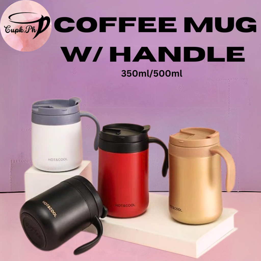 350/500ml Stainless Steel Coffee Mugs Drinkware With Handle Lid Travel