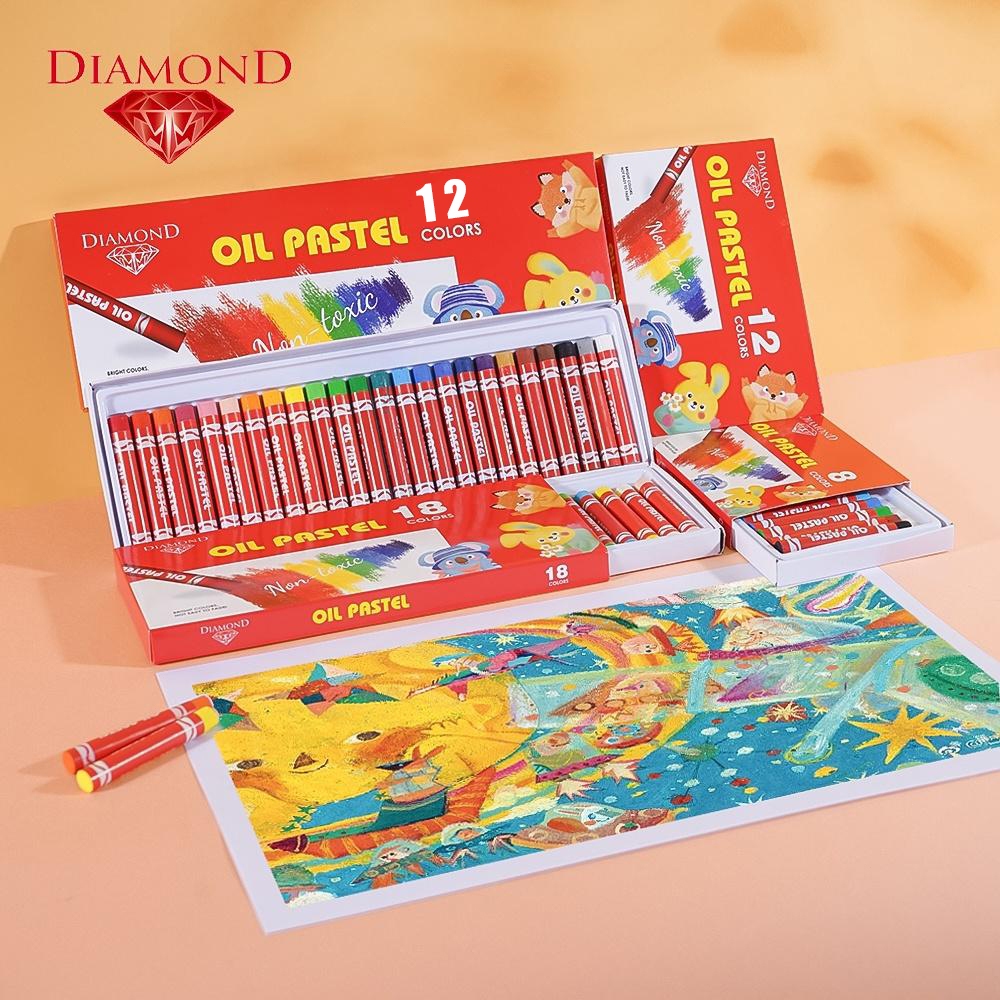 DIAMOND OIL PASTEL 12Colors Wax Crayon Safe For Children Long Crayons