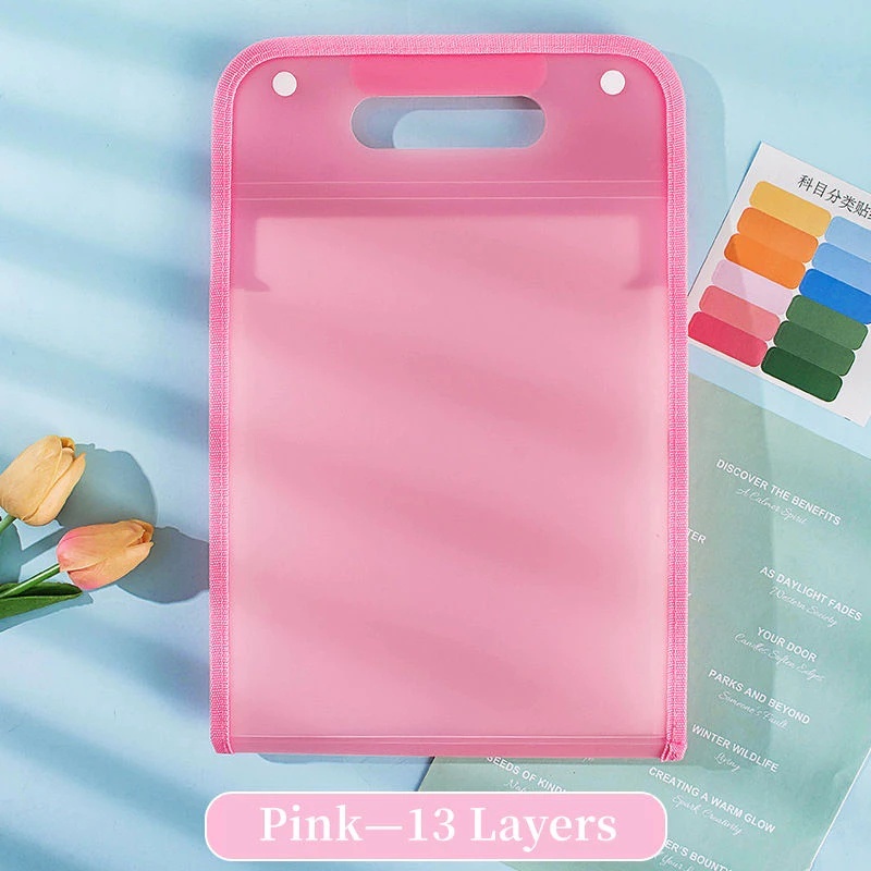 Portable Clear File Organizer 13 layer paper Folder Paper Storage