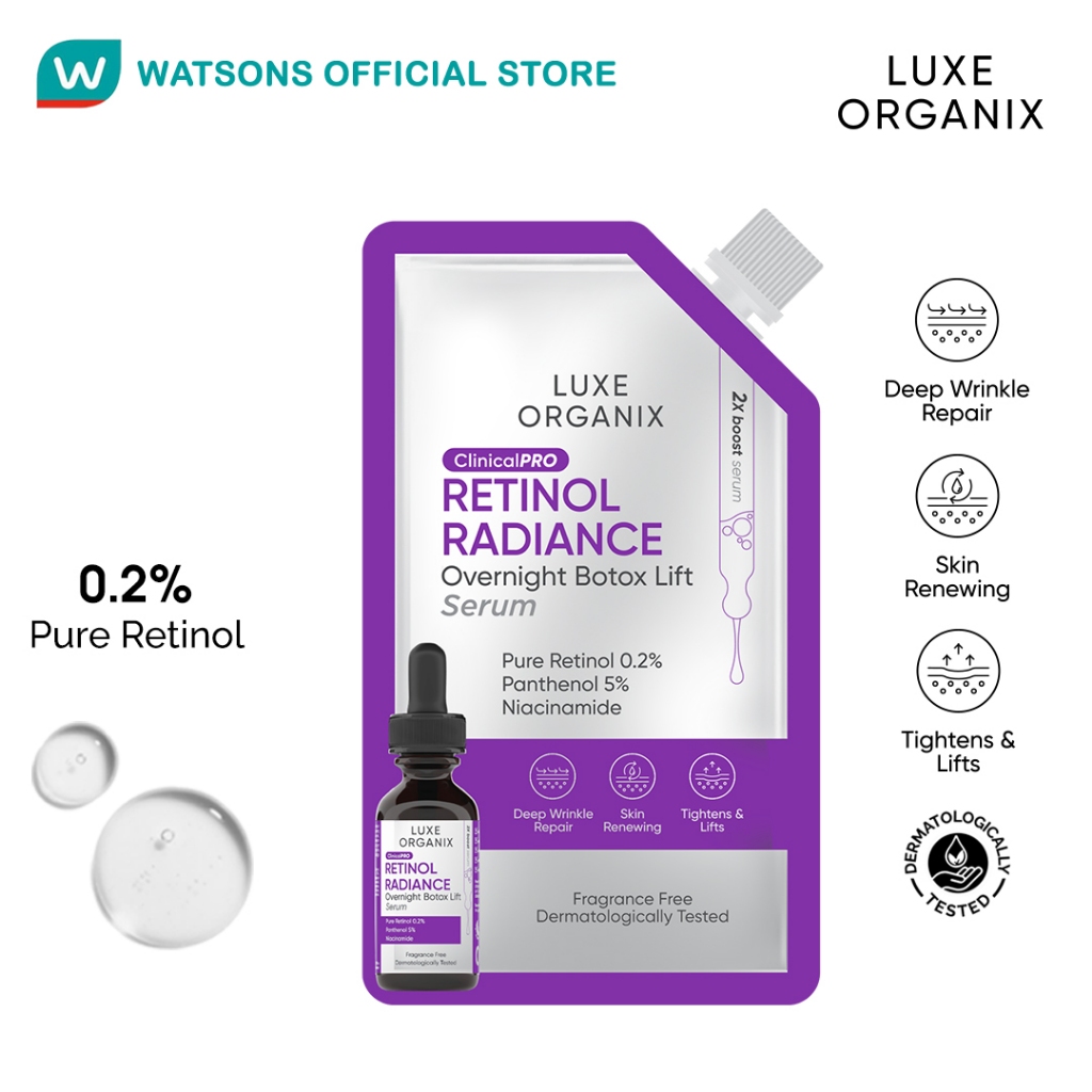 LUXE ORGANIX Clinical Pro Retinol Radiance Overnight Botox Lift Serum ...