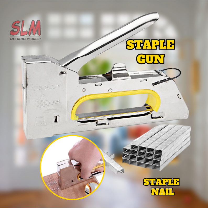 SLM Heavy Duty Stapler Gun and Stapler Nail for Motorcycle Seat Wooden