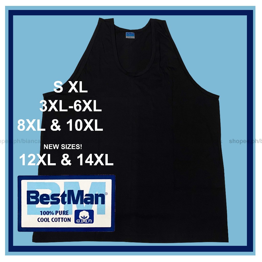 BESTMAN FILIPINO SIZE COTTON SANDO MEN BLACK TANK SLEEVELESS PLUS SIZE