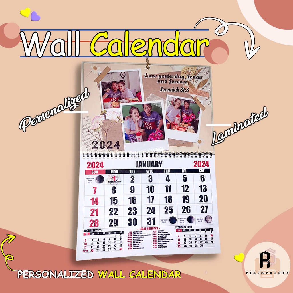 Personalized and Anime Wall Calendar (Laminated)(Double Loop Ring Bind