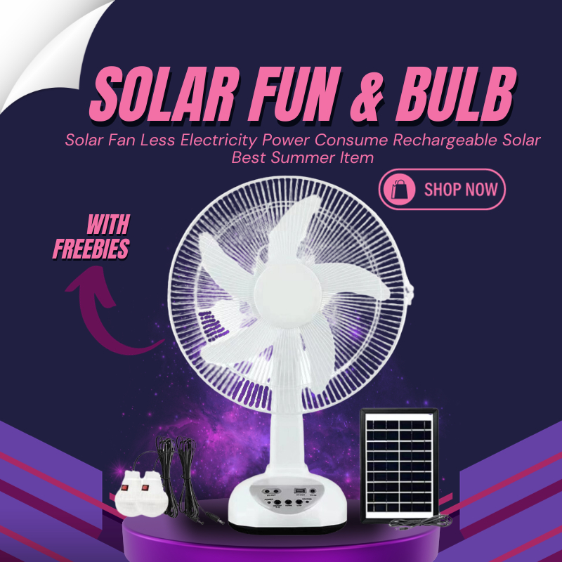 Solar Fan Less Electricity Power Consume Rechargeable Solar Best Summer