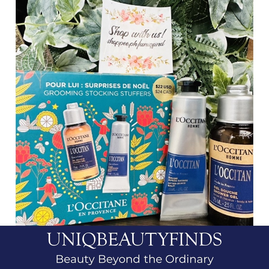L'Occitane Men's Stocking Stuffer Travel Size Gift Set Shower Gel Shave