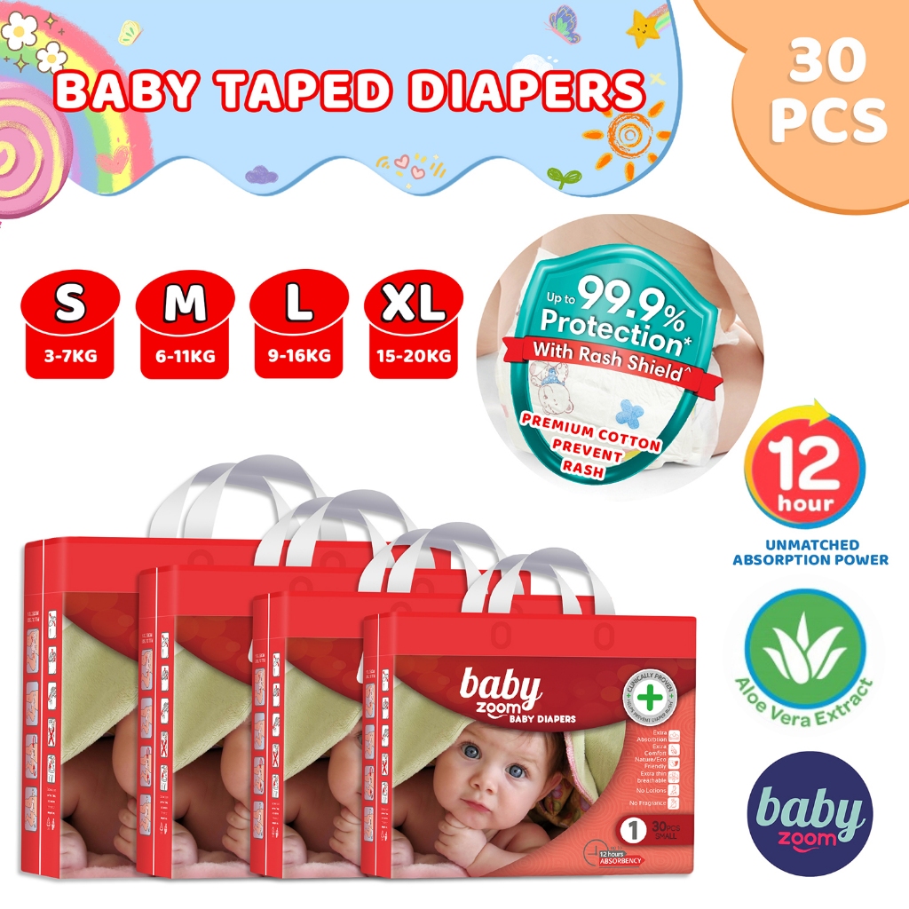 BabyZoom Baby Taped Diaper Baby Needs Disposable Dry Absorption Newborn