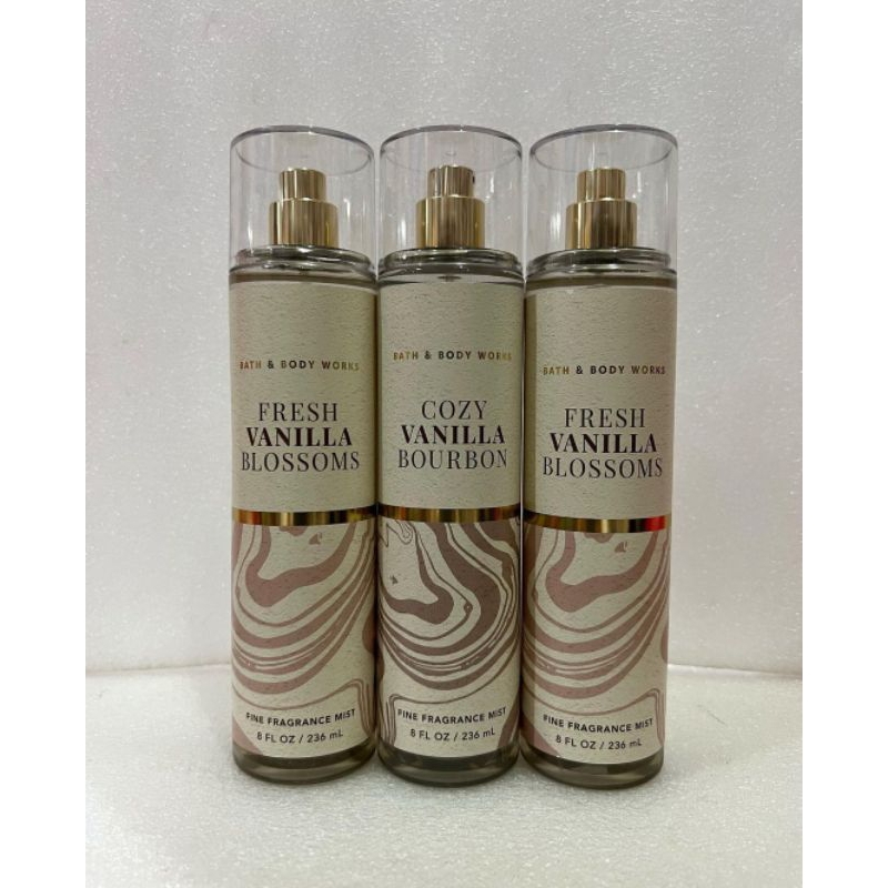 Bath & Body Works Fresh Vanilla Blossoms - Cozy Vanilla Bourbon 236ml ...