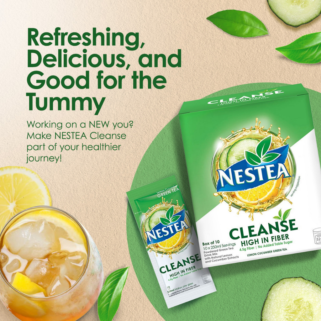 NESTEA Cleanse Lemon Cucumber Powdered Green Tea High in Fiber 250ml ...