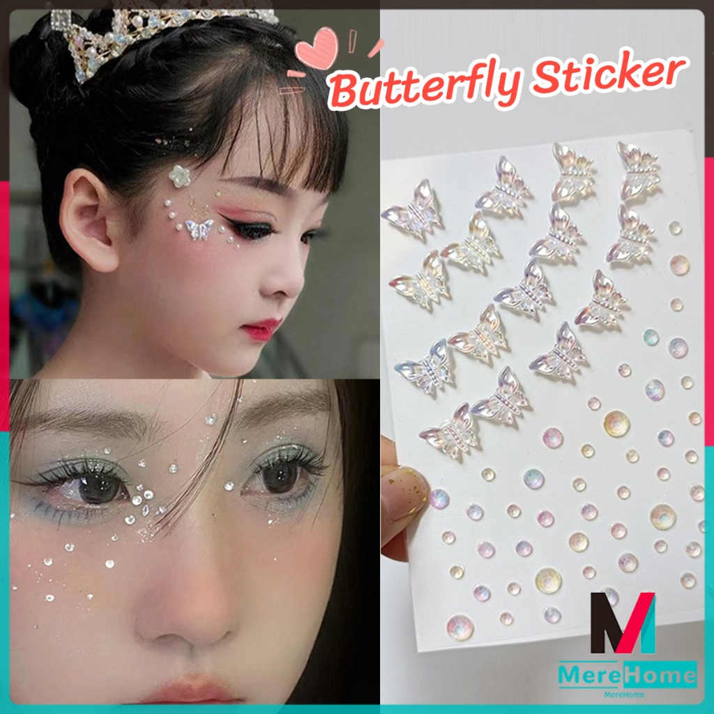Rhinestone Butterfly Sticker Accessories Eye Corner Makeup Bright
