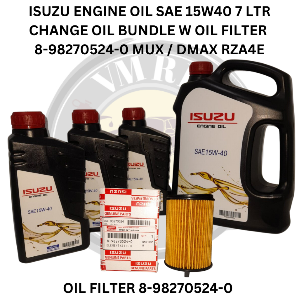 ISUZU ENGINE OIL SAE 15W40 7 LTR CHANGE OIL BUNDLE W OIL FILTER 8