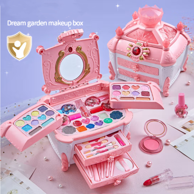 32PCS Kids Makeup Toys Girls Real Makeup Kit Washable Nontoxic Makeup