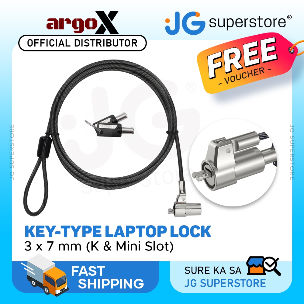 ArgoX Key Type Security Laptop Lock Cable 3 x 7 mm (K & Mini Slot
