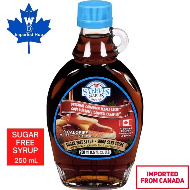 *MADE IN CANADA* Steeves SugarFree Maple Syrup 250 mL glass bottle BB DEC 2025 Shopee
