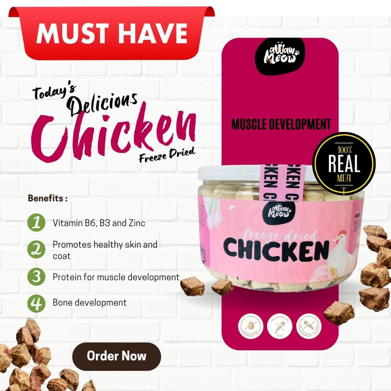 Awaw Meow Chicken / Chicken Liver / Chicken Duck Spinach Freeze Dried ...