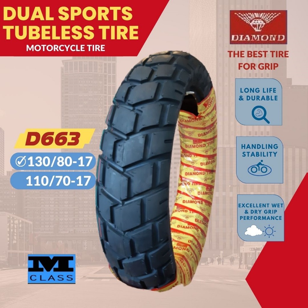 R17 D663 DUAL SPORTS M/C TIRE TUBELESS TYPE FOR CB200X, ROUSER NS200