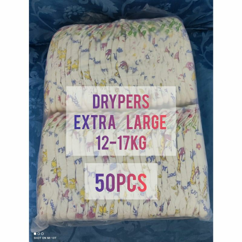 Drypers Diapers 50pcs XL Extra Large for 12 - 17KG Super Absorbent Made ...