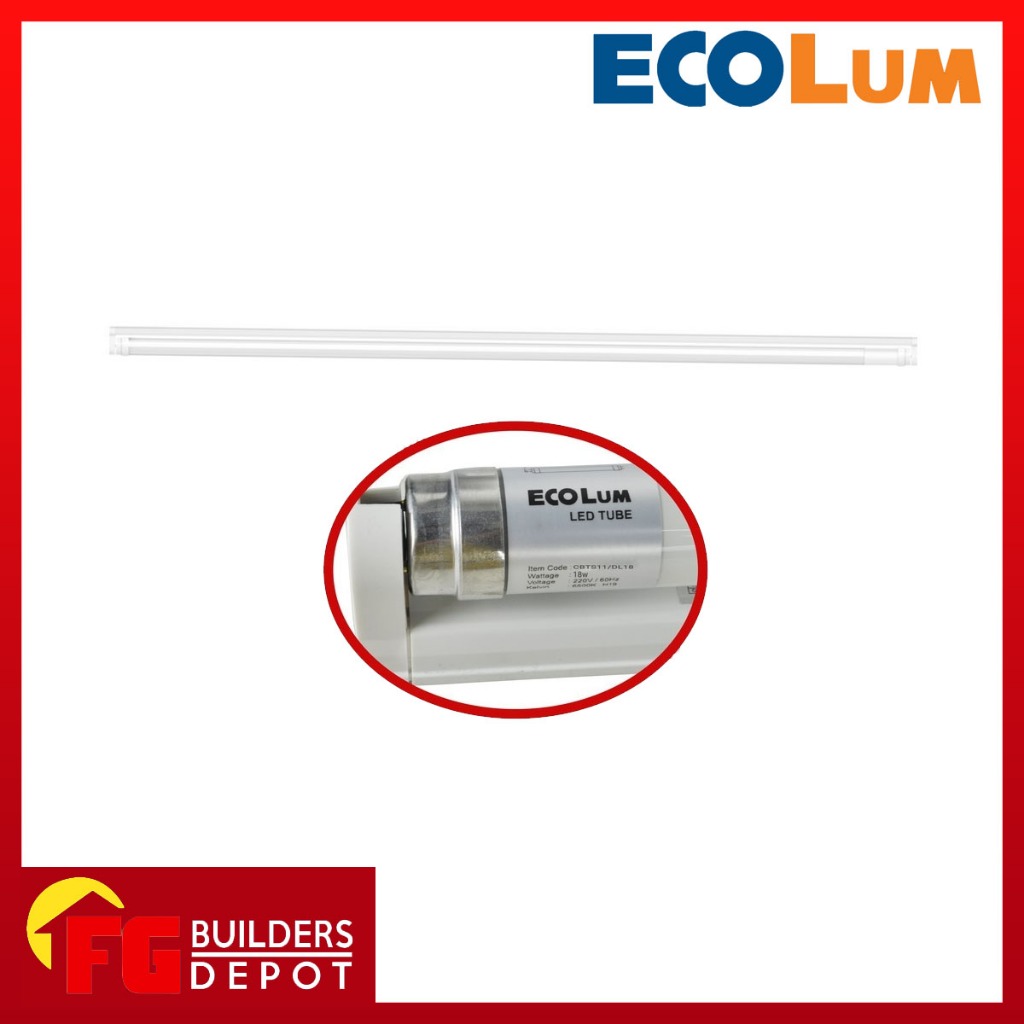 Ecolum LED T8 Tube & Box Type CBTS11/DL18 – 18W Daylight LED Lamp ...