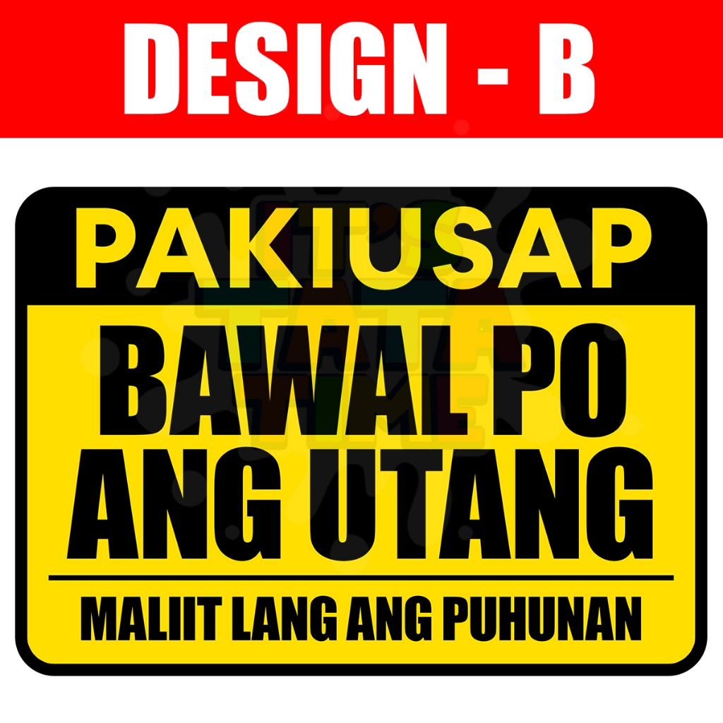 Bawal Utang Signage - A4 Size Laminated | Shopee Philippines