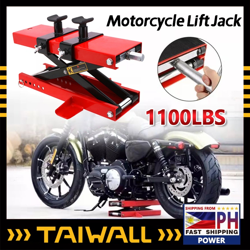 Motorcycle ATV Scissor Lift Jack Crank Hoist Stand with Saddle 1100 lbs