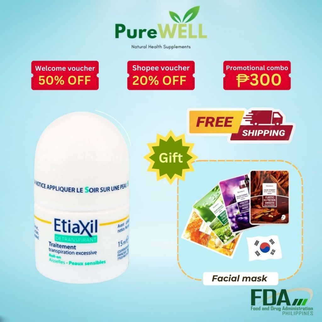 Deodorant roller Etiaxil 15ml Whitening Underarm prevent sweating Safe