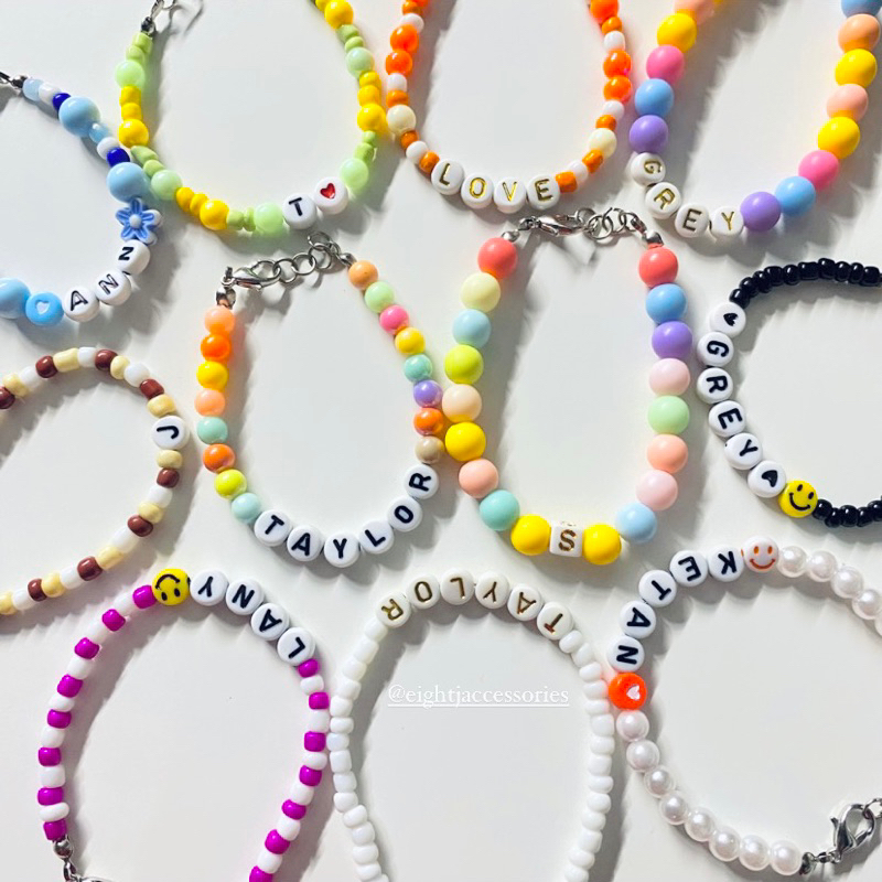 Custom Name Bracelet/ Custom Word or Initials Bracelet/ Gift -   Beaded  bracelets diy, Bracelets handmade beaded, Clay bead necklace