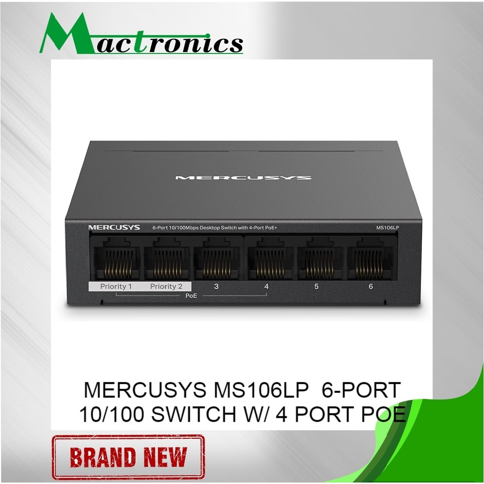 Mercusys MS106LP (6-Port 10/100 Mbps Non Gigabit Desktop Switch with 4 ...