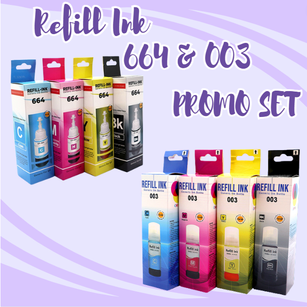 (PROMO) 664 & 003 Compatible Epson Refill Ink for L-series 70ml ...