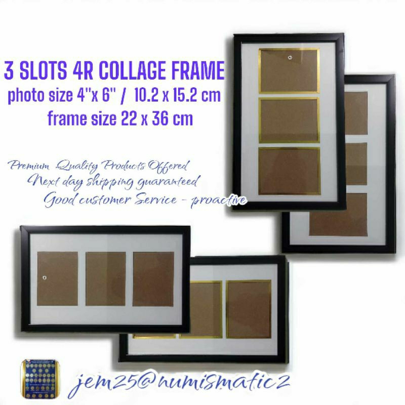 COLLAGE GLASS PHOTO FRAME WITH MATTING 3 Slots, 4R Size Picture