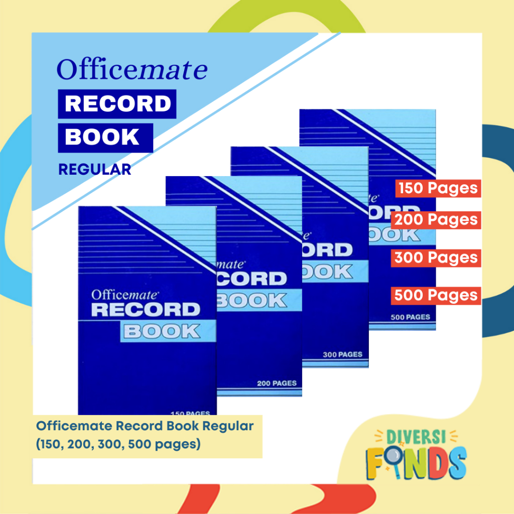 1 pc OFFICEMATE Record Book Junior / Big Size 150pgs, 200pgs, 300pgs
