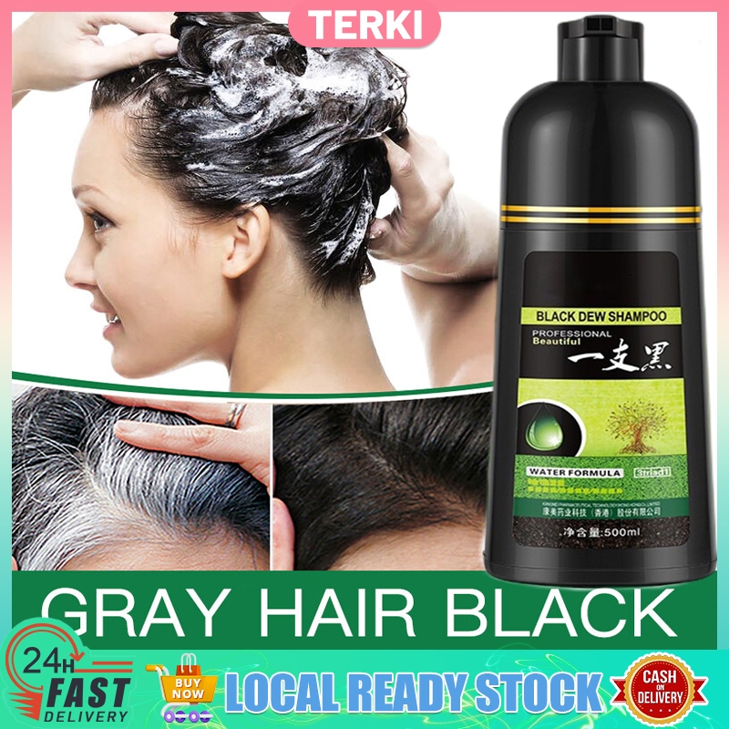 500ML Black/Brown Hair Shampoo Herbal Hair Dye Shampoo White Hair into