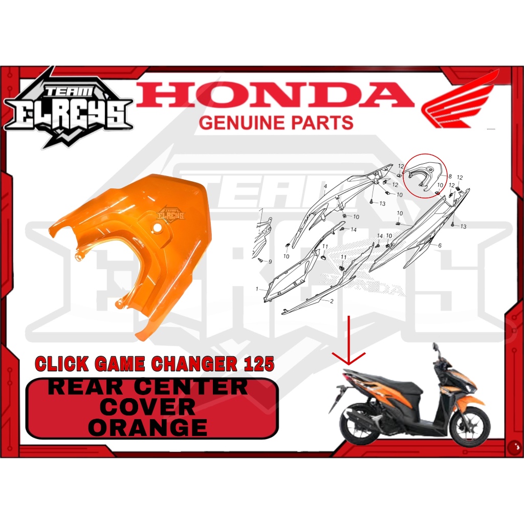 REAR CENTER COVER FOR CLICK V2 125 | Shopee Philippines