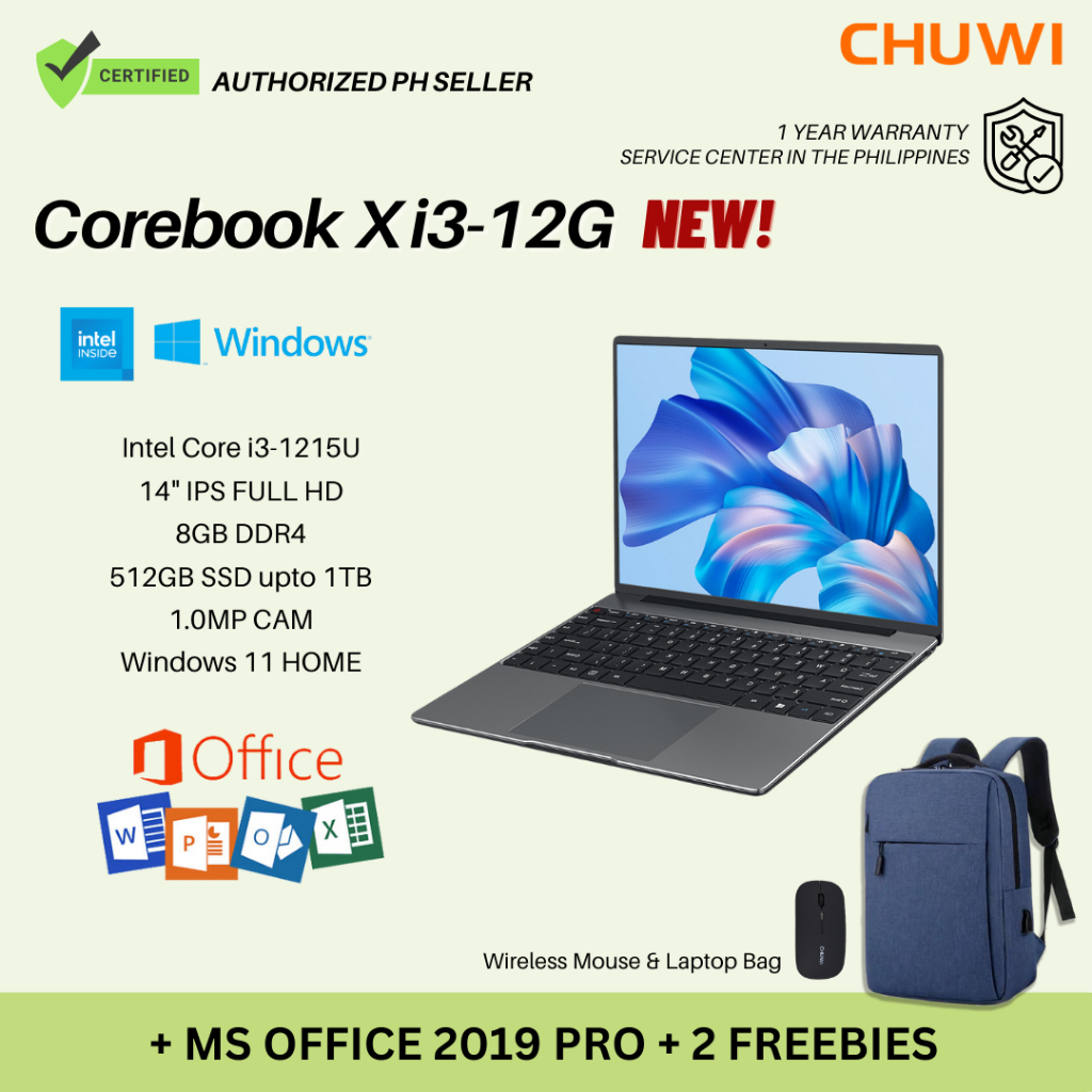 Chuwi Corebook X i3-1215U| 8GB DDR4 | 512GB NVMe SSD| Win 11 x UniPC