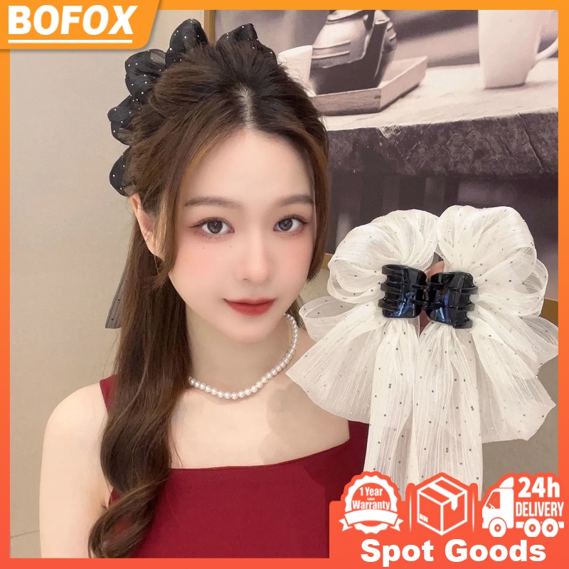 2023 Gypsophila Streamer Gauze Bow Grab Clip Classy Shark Clip ...