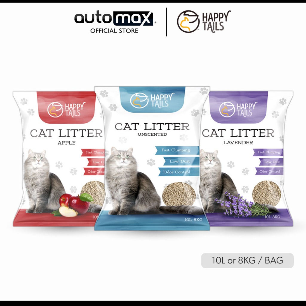 Happy Tails Bentonite Cat Litter 8kg 10L Unscented Apple or