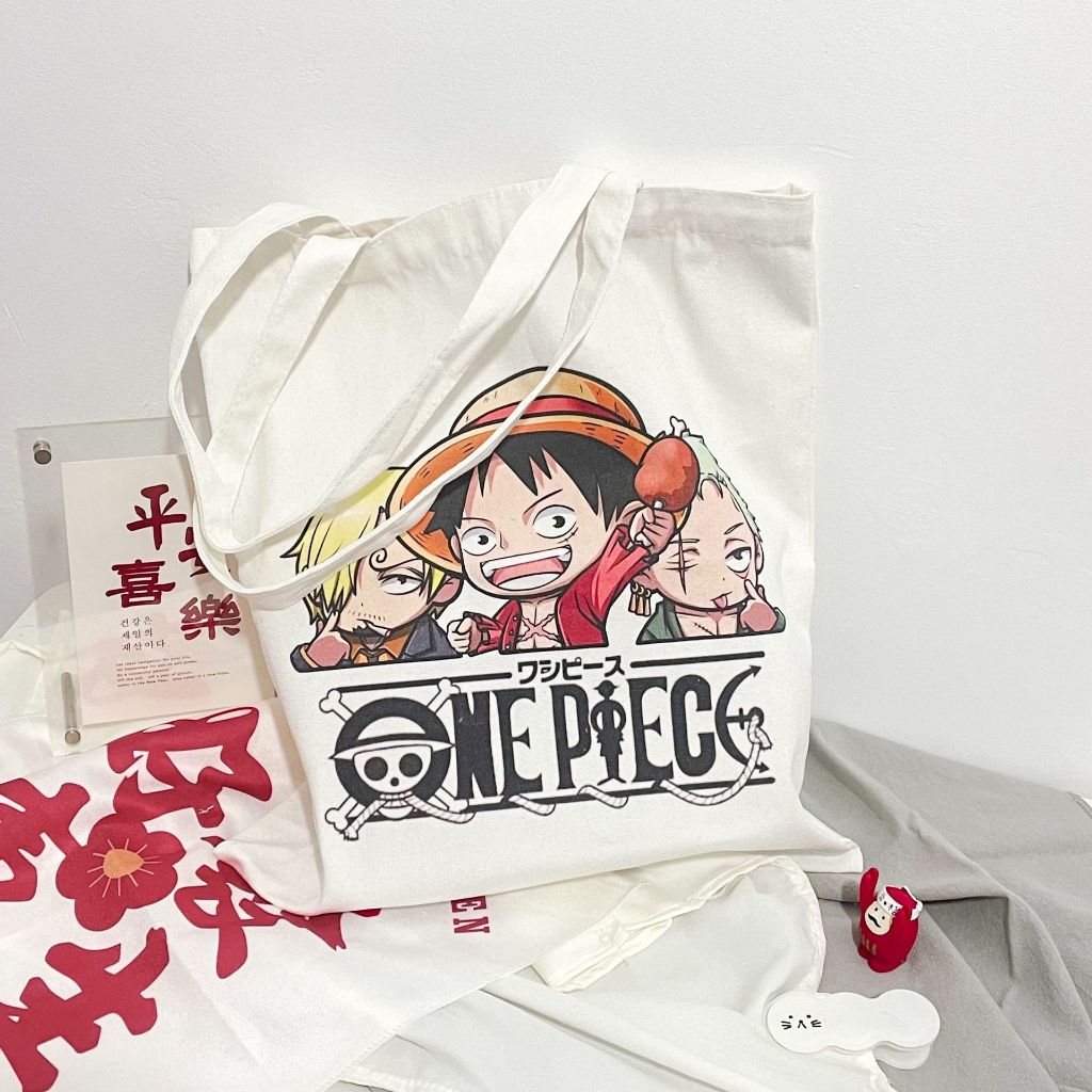 One Piece Anime Luffy Canvas Tote Bag Shoulder Bag korean trendy men ...