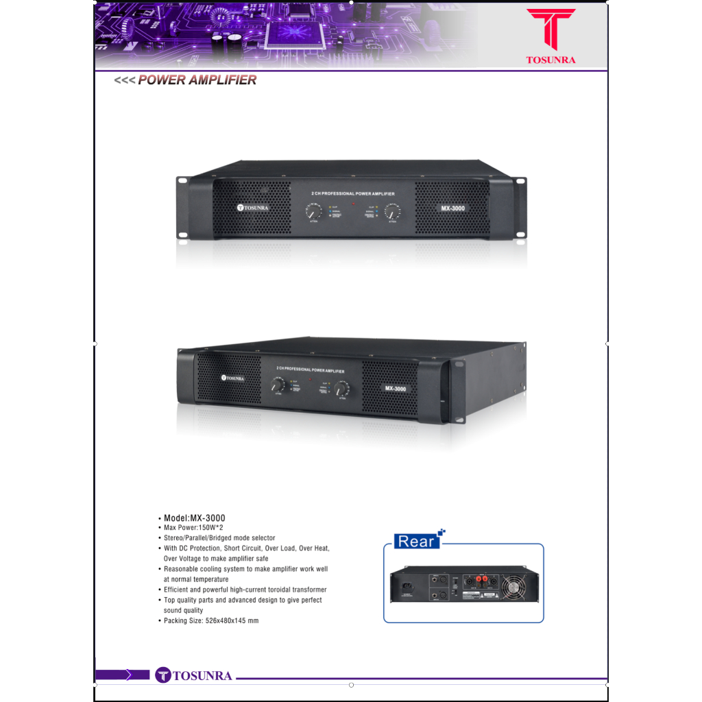 TOSUNRA MX3000 POWER AMPLIFIER PROFESSIONAL 150W Shopee Philippines