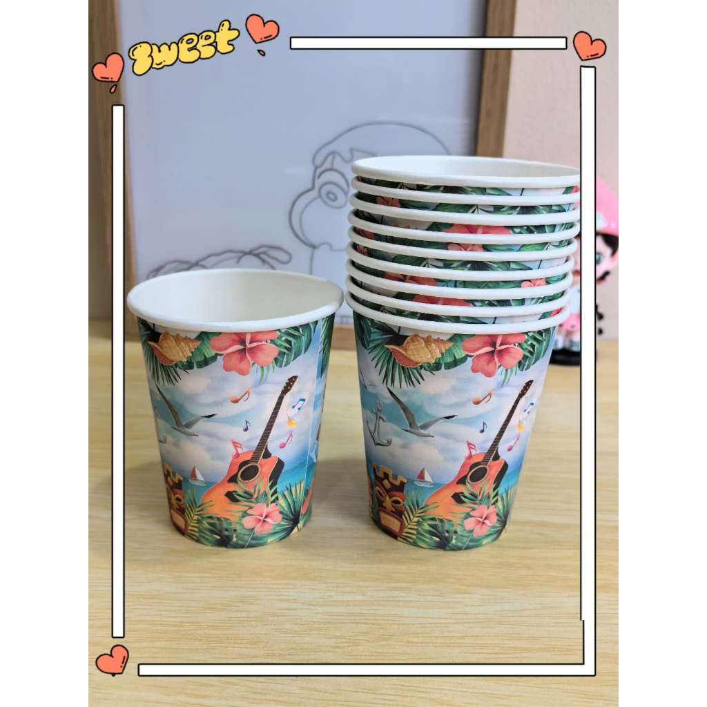 10 pcs/set Hawaiian theme seaside guitar disposable tableware paper ...